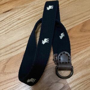 A&F belt 36’ Boys Leather /Felt belt buffalo print embroidery Acadamia preppy